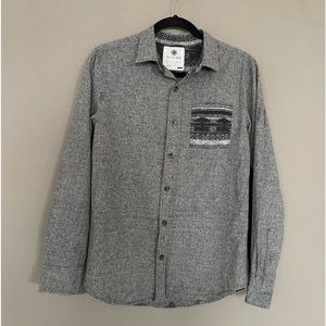 ON THE BYAS, Size Small, Men's Casual Shirt, Light Grey